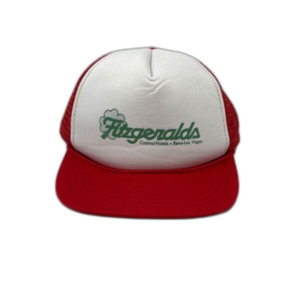 VTG Fitzgeralds Casino Las Vegas Red & White USA Trucker Hat Mesh Snapback Cap - Picture 1 of 6